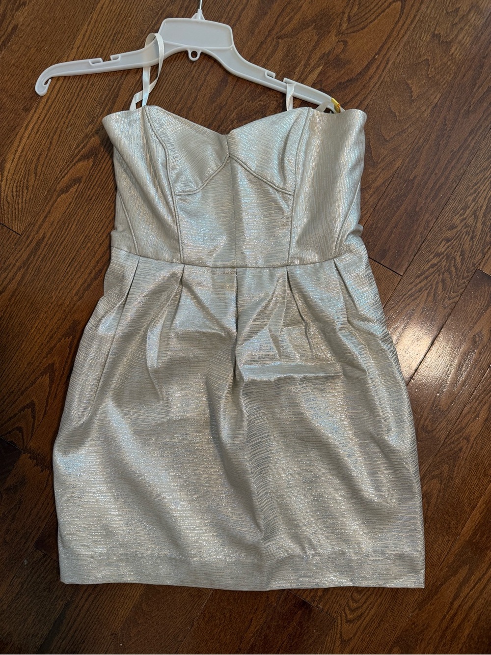 Shoshanna Silver Strapless Cocktail Dress